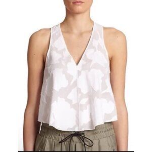 Rag & Bone Womens Crop Tank Top Sheer White XS Embroidered Floral Augusta Boho